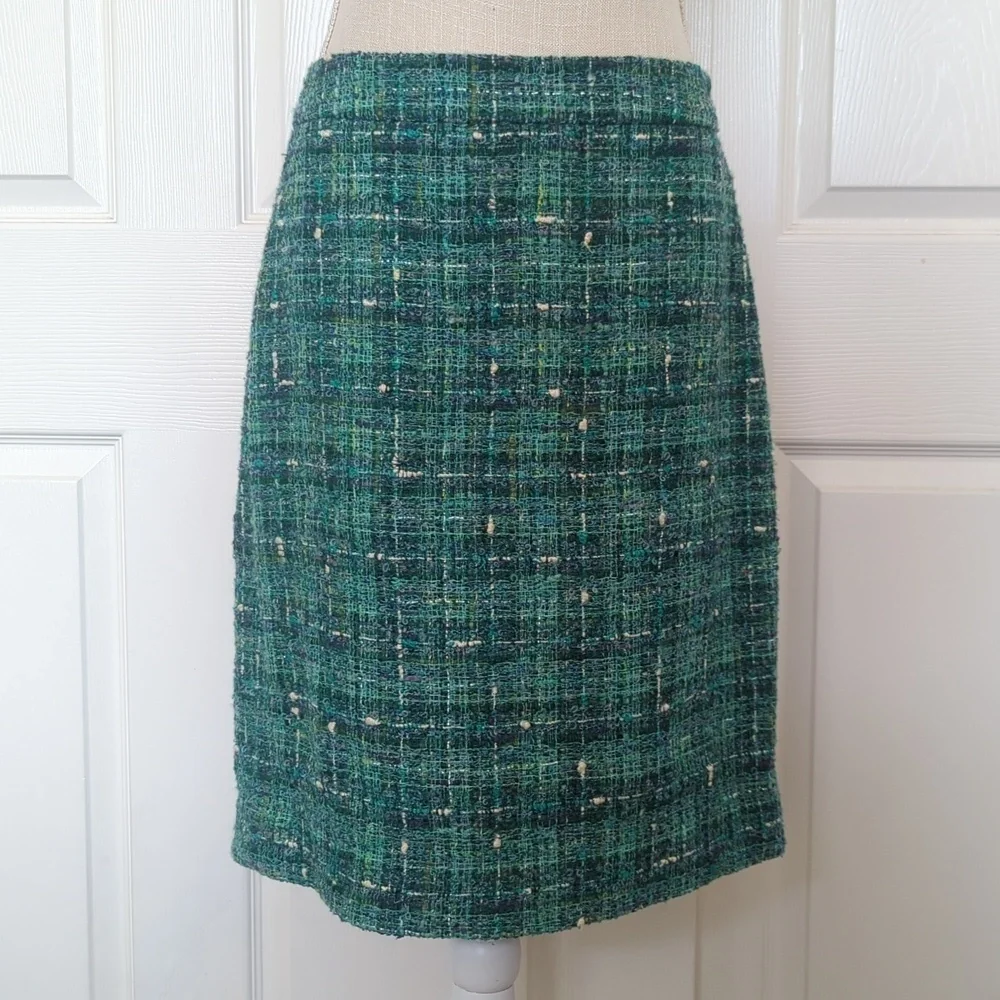 Kate Spade Paint the Town Judy Skirt in Forrest Green Tweed